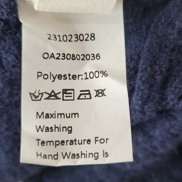 Commense Navy Blue Mock Neck Cropped Open Tie Back Sweater - Size XL - Picture 13 of 15